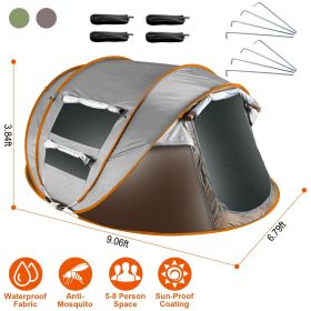Pop Up Tent Automatic Setup Camping Tent Waterproof Instant Setup Tent (Color: Khaki, Type: 5 to 8 Person)