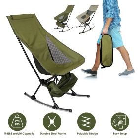 Portable Camping Rocking Chair 198LBS Weight Capacity Included Carry Bag High (Color: Green)
