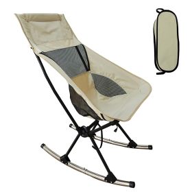 Portable Camping Rocking Chair 198LBS Weight Capacity Included Carry Bag High (Color: Beige)