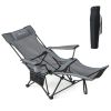 The Camping Lounge Chair with A Detachable Footrest Adjustable Backrest