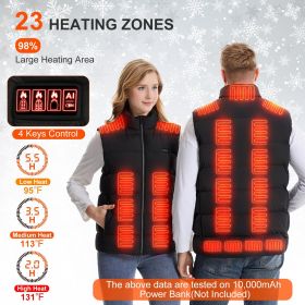 Heated Vest with 23 Heating Zones and 3 Heat Levels for Winter Sports (size: S)
