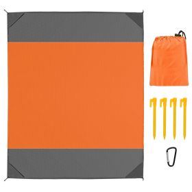 108x96.46in Sand Proof Picnic Blanket Water Resistant Foldable Camping Mat (Color: Orange, size: M)
