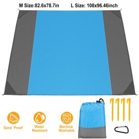 108x96.46in Sand Proof Picnic Blanket Water Resistant Foldable Camping Mat (Color: Blue, size: L)
