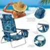 Reclining Backpack Beach Chair with Pillow - 4-Pack Set