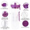 Fruit Infuser Water Bottle 32OZ Juice Shaker Sport with Flip Top Lid