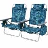 Reclining Backpack Beach Chair with Pillow - 4-Pack Set