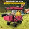 VEVOR Extra Large Collapsible Garden Cart with Removable Canopy Folding Wagon