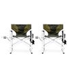 Padded Folding Outdoor Chair with Side Table and Storage Pockets
