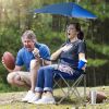 Foldable Beach Chair with Detachable Umbrella Armrest Adjustable Canopy Stool
