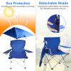 Foldable Beach Chair with Detachable Umbrella Armrest Adjustable Canopy Stool