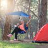 Foldable Beach Chair with Detachable Umbrella Armrest Adjustable Canopy Stool