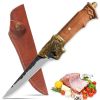 Qulajoy Boning Knife Hand Forged Camping Knife 7Cr17MOV Blade Dragon Head Handle