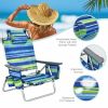 Reclining Backpack Beach Chair with Pillow - 4-Pack Set