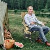 The Camping Lounge Chair with A Detachable Footrest Adjustable Backrest