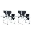 Padded Folding Outdoor Chair with Side Table and Storage Pockets