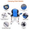 Foldable Camping Chair Heavy Duty Steel Lawn Chair Padded Seat Arm Back