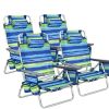 Reclining Backpack Beach Chair with Pillow - 4-Pack Set