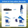 Foldable Beach Chair with Detachable Umbrella Armrest Adjustable Canopy Stool