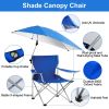 Foldable Beach Chair with Detachable Umbrella Armrest Adjustable Canopy Stool