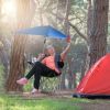 Foldable Beach Chair with Detachable Umbrella Armrest Adjustable Canopy Stool