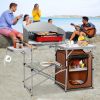 A Foldable Outdoor BBQ Portable Grilling Table with Windscreen Bag