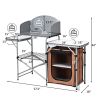 A Foldable Outdoor BBQ Portable Grilling Table with Windscreen Bag