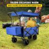 VEVOR Extra Large Collapsible Garden Cart with Removable Canopy Folding Wagon