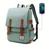 1pc Vintage Nylon Laptop Backpack with USB Charging Port