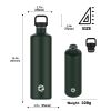 2L Stainless Steel Water Bottle, Single Wall 