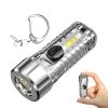 1pc Mini Portable LED Flashlight with Keychain USB Charging Warning Light