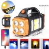 1pc Multifunctional Solar LED+COB Light with Handle USB Charging Waterproof