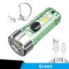 1pc Mini Portable LED Flashlight with Keychain USB Charging Warning Light