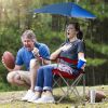 Foldable Beach Chair with Detachable Umbrella Armrest Adjustable Canopy Stool