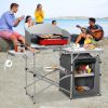 A Foldable Outdoor BBQ Portable Grilling Table with Windscreen Bag