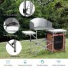 A Foldable Outdoor BBQ Portable Grilling Table with Windscreen Bag