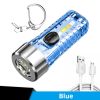 1pc Mini Portable LED Flashlight with Keychain USB Charging Warning Light