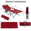 Travel Folding Retractable Camping Cot with Mattress and Carry Bag