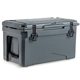 Rotomolded Cooler with Integrated Cup Holders and Bottle Opener (Color: Gray)