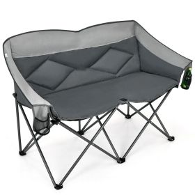 The Folding Camping Chair with Bags and Padded Backrest (Color: Gray)